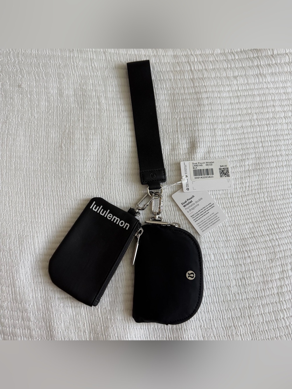 Lululemon Black Dual Pouch Wristlet Keychain — Brand New w/ Tags